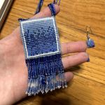 American Vintage  Hand Beaded Necklace and Earrings Set Blue Ombre Photo 4