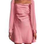 We Wore What Pink Long Sleeve Silky Cowl Neck Mini Dress Homecoming Size 0 Photo 1