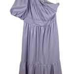 Self Portrait Lilac One Shoulder Midi‎ Dress Sz 10 Pleated Tiered Wedding Pastel Purple Photo 0