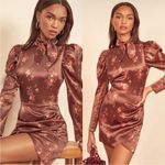 Reformation 100% silk brown floral dress NWT Photo 1