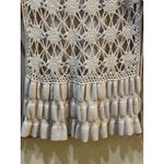 SIONI Ruffle Hem Crochet Open Back Tunic Size Large Cream Wool Sweater Boho Photo 2