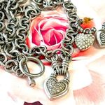 Sterling Silver  Pave Crystal Heart Necklace and Earring Set Photo 0