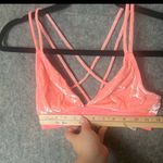 PINK - Victoria's Secret Victoria's Secret PINK Woman Size Medium Coral Pink Logo Crushed Velvet Bralette Photo 4