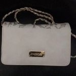 Bebe Blush on Shiny Champagne Crossbody Laser Cut Photo 3