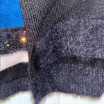 Diane Von Furstenberg  BLACK KNIT SWEATER DECORATIVE SLEEVE FUR LIKE TRIM ALLOVER Photo 6