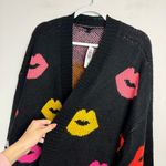 Torrid NWT Sz 4X Lip Print Cardigan Sweater Black Knit Open Front Photo 8