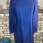 dress high neck long sleeve beaded blue knee length blue Size M Photo 0