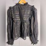 Farm Rio  Metallic Striped Ruffle Top in size XS Photo 5