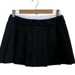 Sans Souci  New Black Exposed White Boxer Waistband Front Pleat Mini Skirt Medium Photo 0