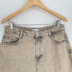 ZARA  Women's Beige TRF Overdyed Frayed Denim Mid Rise A-line‎ Midi Skirt Size L Photo 7