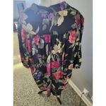 Top‎ Notch Floral Print Button Up Blouse Plus Size 28W 48 Vintage Style Black Photo 1