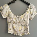 Hollister  Cottagecore Boho Prairie Festival Beach Floral Smocked White Crop Top Photo 0