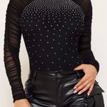 Symphony Black Rhinestone Bodysuit  Photo 4