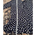Anthropologie  11.1 Tyhlo Navy Heart Print Button Down Shirt Dress Tunic M Photo 4