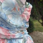 Lulu’s Beautiful Presence Light Blue Floral Chiffon Halter Mini Dress Size M Photo 3