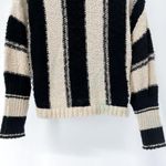 Anthropologie Billabong Easy Going Striped Sweater Oversized Slub Knit Top Cream Black Small Photo 7