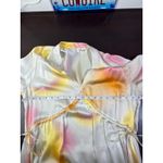 JAAF Organic Silk Mini Dress Aura Light Print V Neck Mini Dress Long Sleeve Pink Size L Photo 8