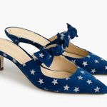 J.Crew Sophia Blue Suede Silver Glitter Star Heeled Mules 7 Photo 0