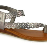 Daisy Fuentes ⭐️  Gisele Silver Summer Sandal Silver‎ Metallic Strappy Womens 11 Photo 0