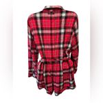 Victoria's Secret Victoria’s Secret Plaid Flannel Romper Sleepwear M Red Belted Button Up Preppy Photo 5