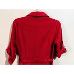 Sharagano  Pure Red Roll Tab Sleeve Self Tie Shirt Dress Size 4 NWT Photo 5