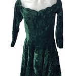 Women's Green Velvet Velour Handmade Half Sleeve Scalloped A Line Mini Dress S Photo 0