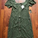 EXPRESS Olive Green Scoop Neck Button Down Dress Photo 1