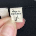 Women’s Black Long Sleeve Collared Swoop Front Blouse Photo 2