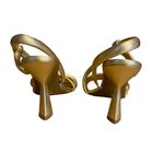 MERCEDES CASTILLO GOLD LEATHER STRAPPY SLING BACK SANDAL HEELS (40/10) Photo 3