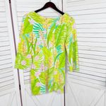 Lilly Pulitzer Vintage Tropical Print Terrycloth Swim Cover Dress Green XS Photo 7