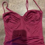 Lucy in the Sky  Foil Bodycon Corset Dress in Plum Photo 4