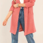 Red Dress Boutique Aura On a High Note Coat Tie Waist Double Breasted Porcelain Rose Pink M Photo 0