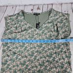 PaperMoon  Short Sleeve Button Back Blouse Women's XS Sage Green Floral Daisy NWT Photo 5