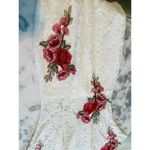 Luxxel  White Lace Dress With Embroidered Roses SMALL​​​​​​​​​​​​​​​​​​ Photo 5
