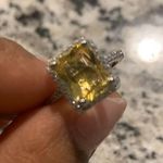 Australian Crystal Square Stone Ring Dipped In White Gold! Yellow Stone! So Pretty!!! Photo 1