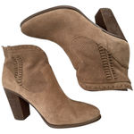 Vince Camuto Womens Fretzia Suede Perforated Ankle Boots Tan Block Heel Size 8M Photo 6