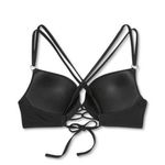 Shade & Shore Bikini Top Size 36B Black Strappy Push Up Padded Swim Top NWT Photo 6