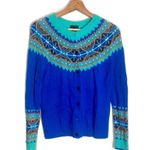 Talbots Colorful Fair Isle Knit Cardigan Wool Blend Sweater Women's small Photo 0