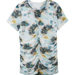 Torrid Floral Stretch Mesh Crew Neck Ruched Short Sleeve Top Size 3X NWT Photo 0