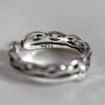 Source Unknown NWOT Trendy S925 Sterling Chunky Chain Design Smiley Face Size 7 Cuff Ring Photo 3