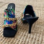 Vibrant Women's Heels with Gold Chain Accent size 10 Suede heel NWOT Black Photo 4