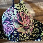 Women's Plus Size Navy Teal Floral Bikini Cupped Swimsuit Size 26 EUC #1868 Blue Photo 2