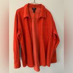 VTG NY & Co Corduroy Ribbed Zip Up Flannel Shacket Bright Orange Size L XL Photo 5