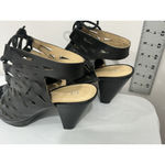 LC Lauren Conrad Womans By Lauren Conrad Black 9.5 M Peep Toe Lace Up Cut Out Platform Sandals Photo 3