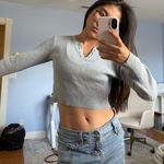 Brandy Melville  Long Sleeve Top Grey Ribbed Photo 0