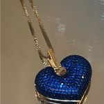 Blue Zircon Lovely Heart Shape Pendant Necklace Photo 4