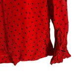 Ganni  Mullin Georgette Red Polka Dot Print Long Sleeve Blouse Size 4 Photo 8