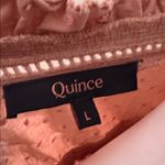 Quince Organic Textured Cotton Peasant Blouse Large Tan Photo 5