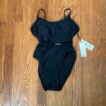 Calvin Klein  Over-The-Shoulder Wrap Around One-Piece Black Size 4‎ NWT Photo 2