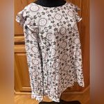 Loft Medallion Print Ruffle Shoulder Bubble Hem Long Sleeve Blouse Top Size XL Photo 2